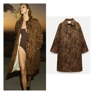 BNWT! ZARA animal print trench ZW Collection Size( M-L)